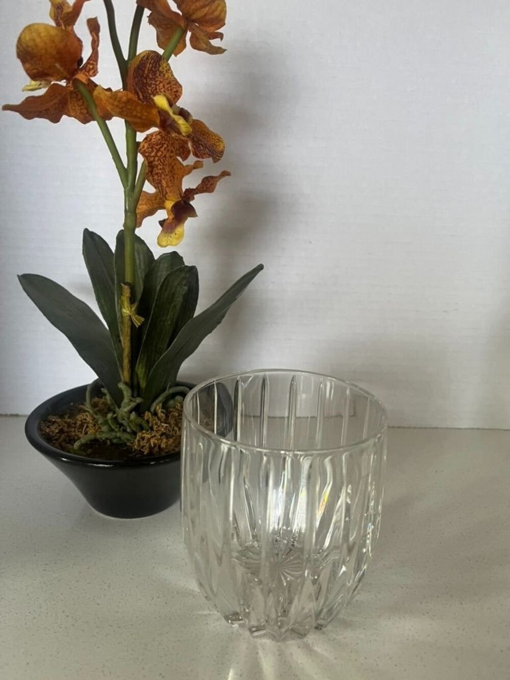 Mikasa Park Lane Double Old Fashioned Glass  Vertical Facet Clear Crystal